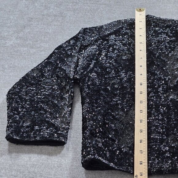 Jacket Women 40 S/M Black VTG 60s Sequins British Crown Colony of Hong Kong Art - Picture 7 of 16